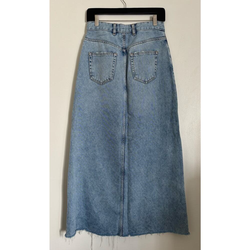 Light Wash Pilcro Anthropologie High Waisted Denim Midi-Maxi Skirt 6 - Picture 5 of 6